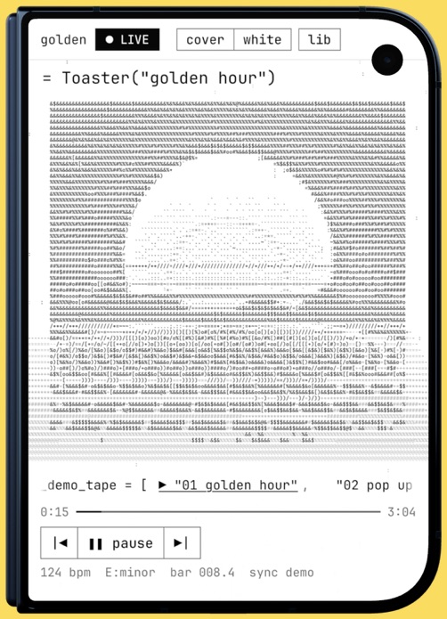 iPhone Duo closed, in the white theme: a sunset cover in ASCII.